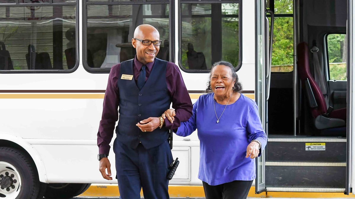 The Southern Pines community bus providing resident transportation
