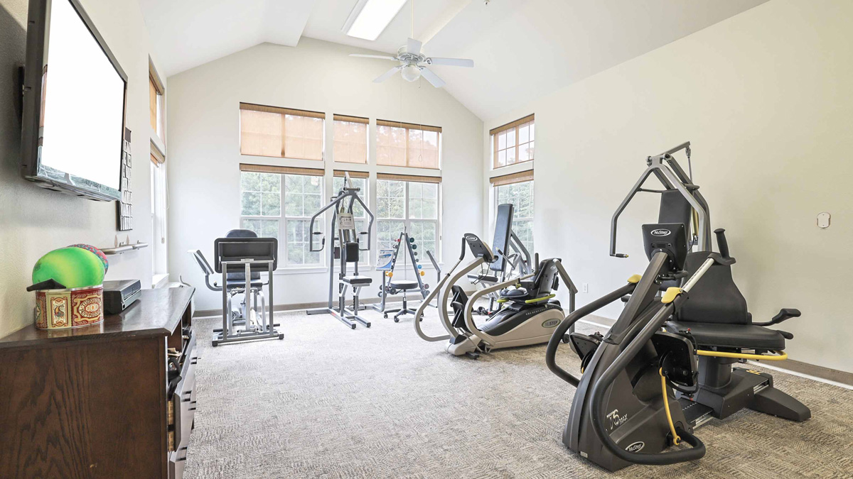 The fitness center at Southern Pines