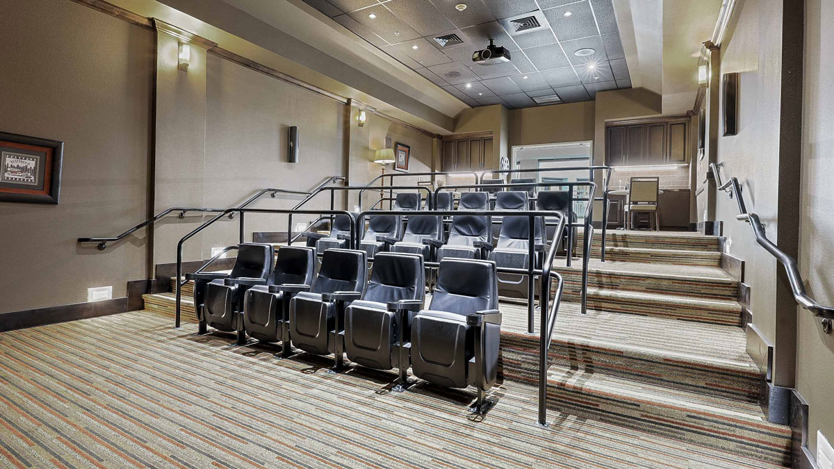 The theater room at Southern Pines